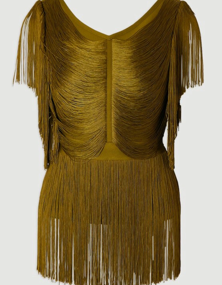 Draped Fringe Knitted Top