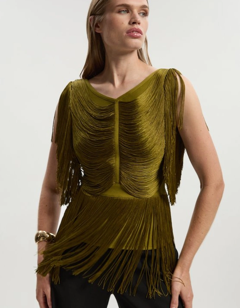 Draped Fringe Knitted Top
