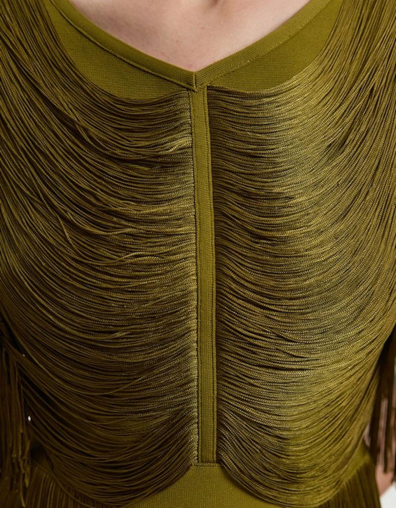 Draped Fringe Knitted Top