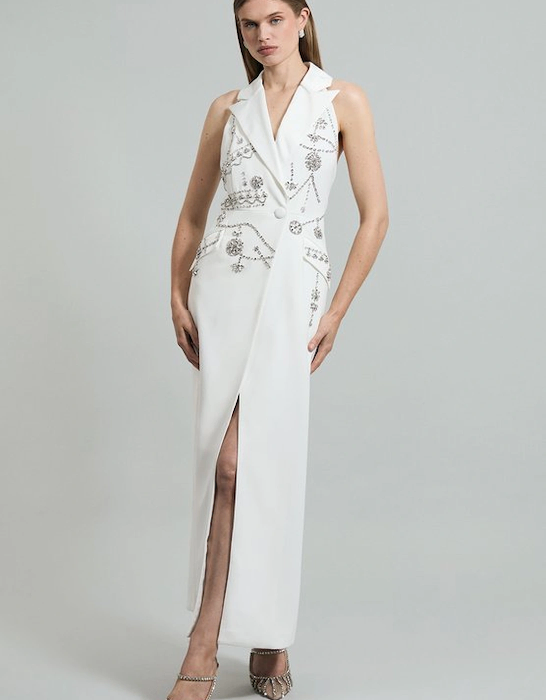 Crystal Embellished Cady Sleeveless Blazer, 5 of 4