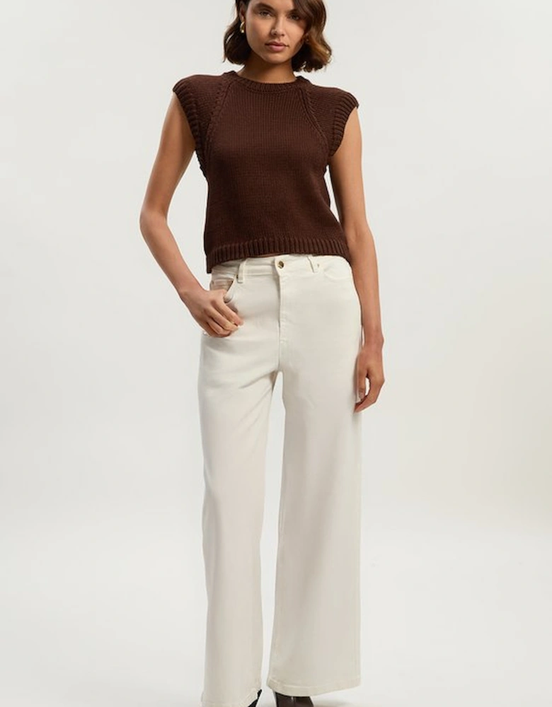 Stretch Denim Wide Leg Jean