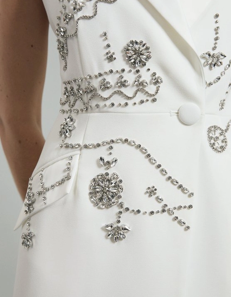 Crystal Embellished Cady Sleeveless Blazer