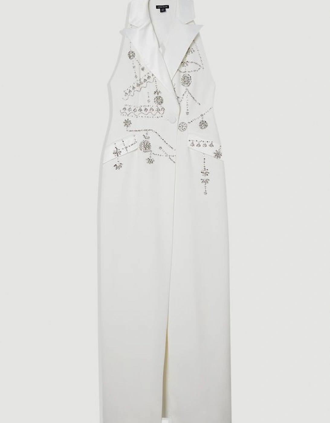 Crystal Embellished Cady Sleeveless Blazer