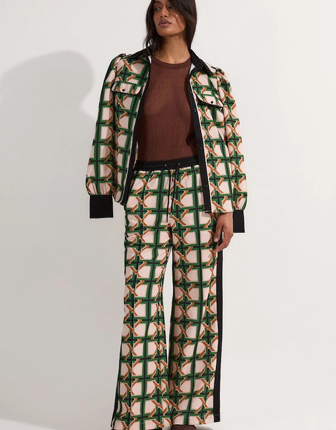 Tall Twill Tie Border Print Long Sleeve Woven  Shirt