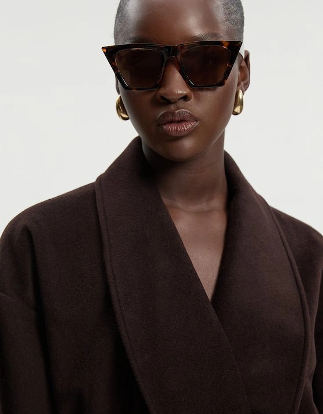 Brushed Wool Belted Wrap Tailored Short Coat