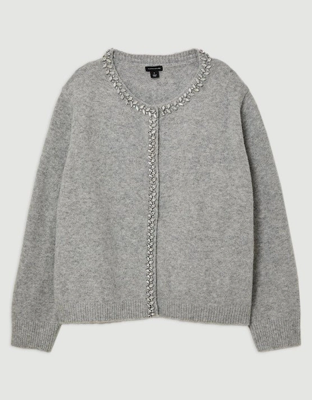 Plus Size Embellished Trim Cosy Knit Cardigan