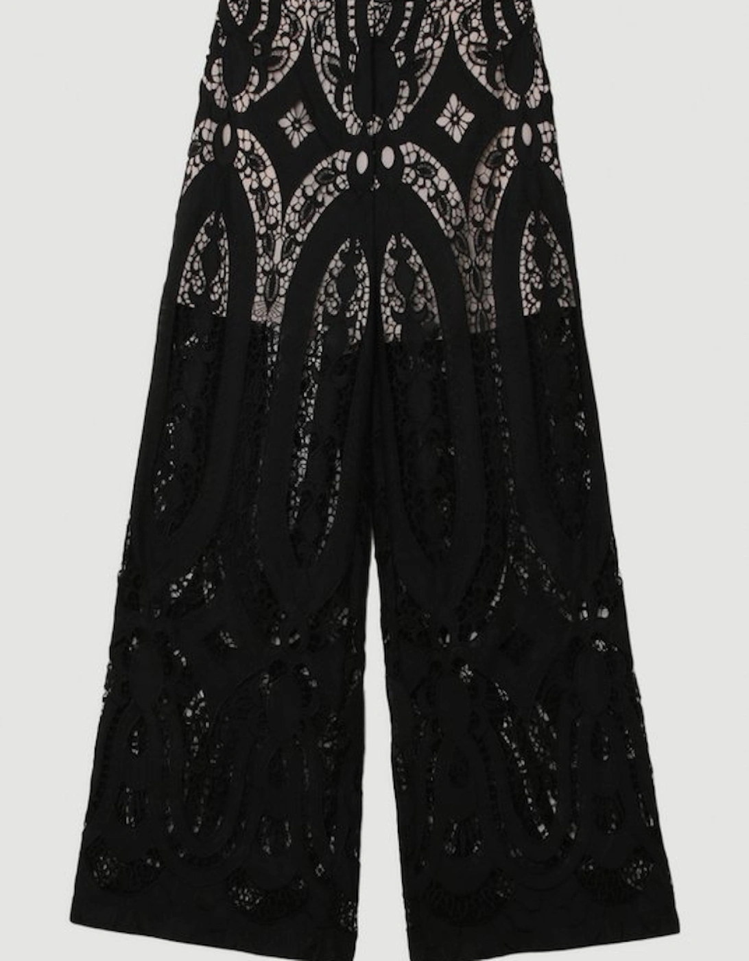 Tall Sheer Georgette Cutwork Woven Wide Leg Trouser