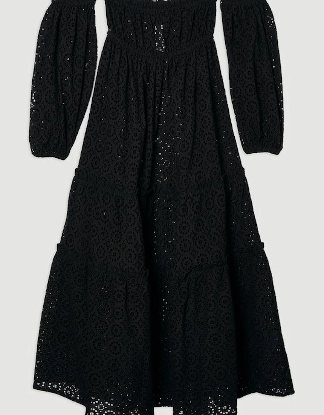 Off Shoulder Broderie Maxi Beach Woven Dress