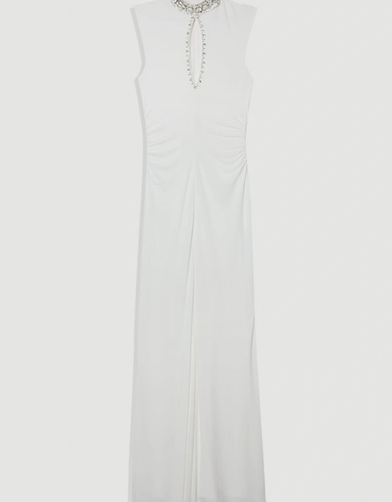 Embellished Jersey Crepe Maxi Dress