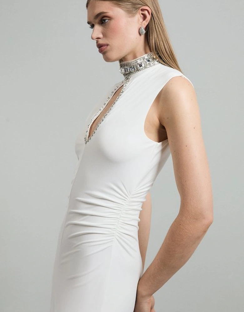 Embellished Jersey Crepe Maxi Dress