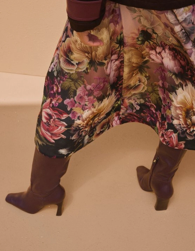 Floral Print Silk Cotton Long Sleeve Woven Maxi Dress