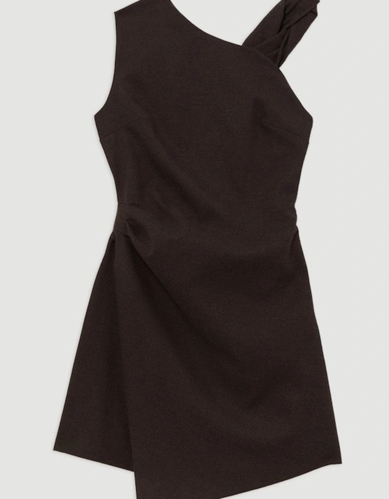 Flannel Asymmetrical Tailored Wrap Mini Dress