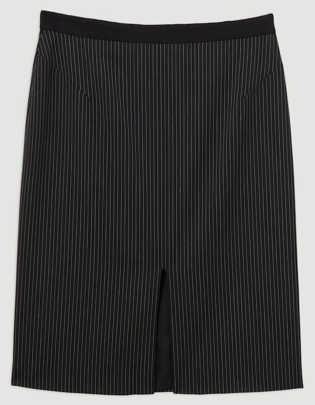 Pinstripe Tailored Grosgrain Detail Midi Skirt