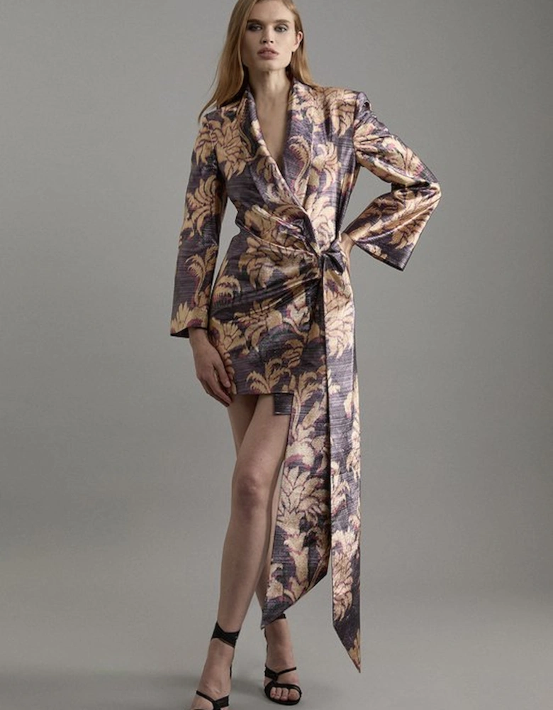 Petite Metallic Floral Tailored Blazer Mini Dress