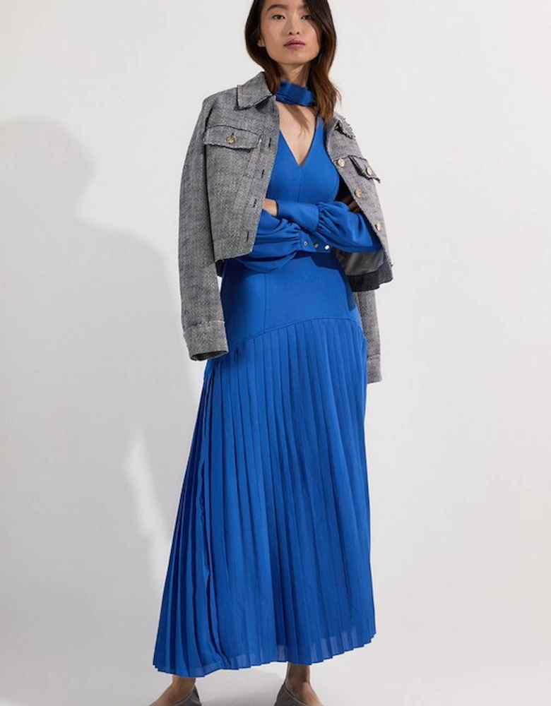 Jersey Ponte Georgette Mix Midi Dress