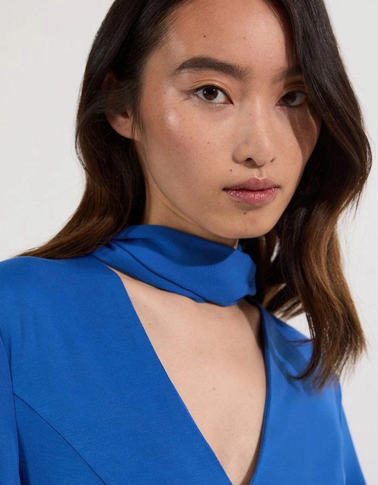 Jersey Ponte Georgette Mix Midi Dress