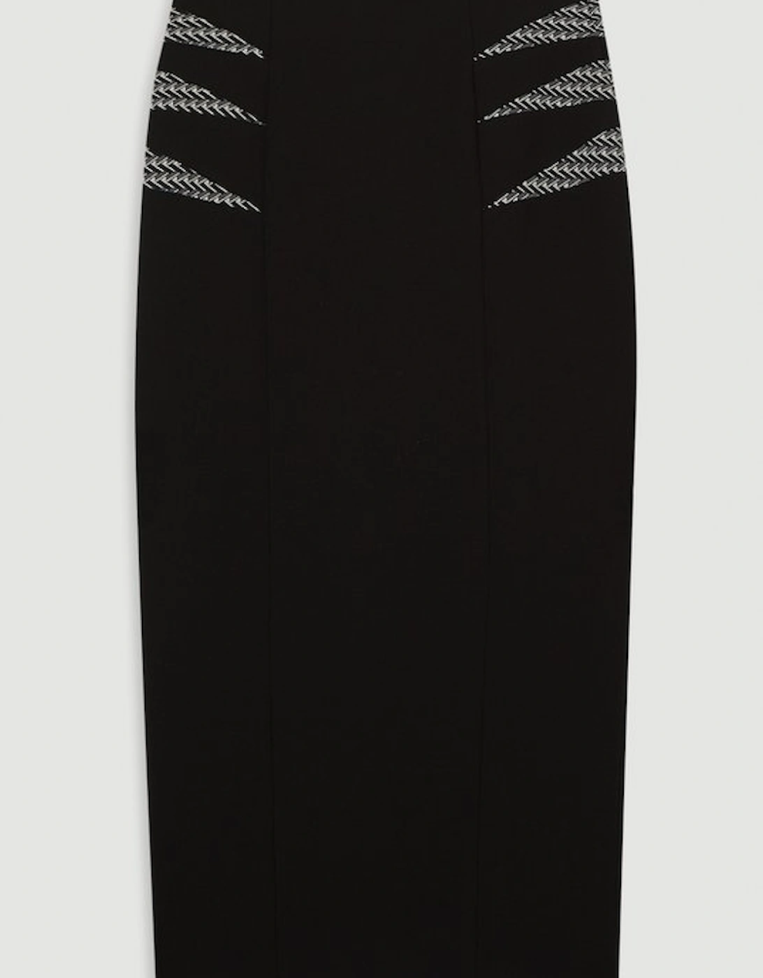 Compact Stretch Jacquard Insert Midi Pencil Skirt