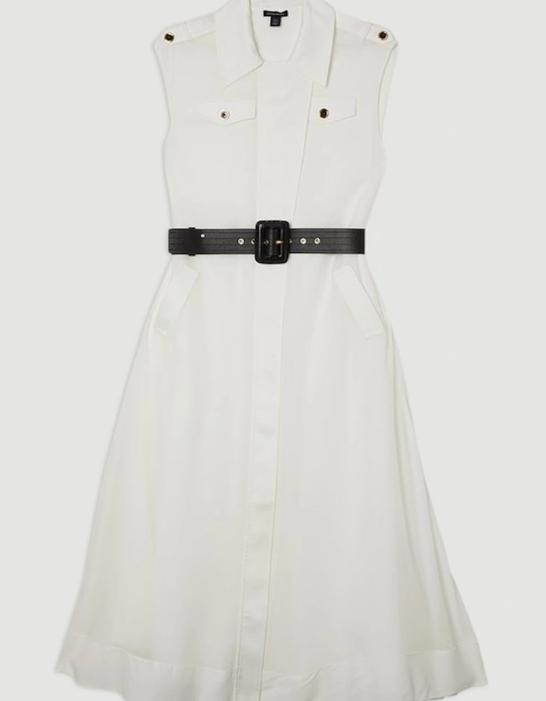 Viscose Georgette Woven Trench Sleeveless Midi Dress