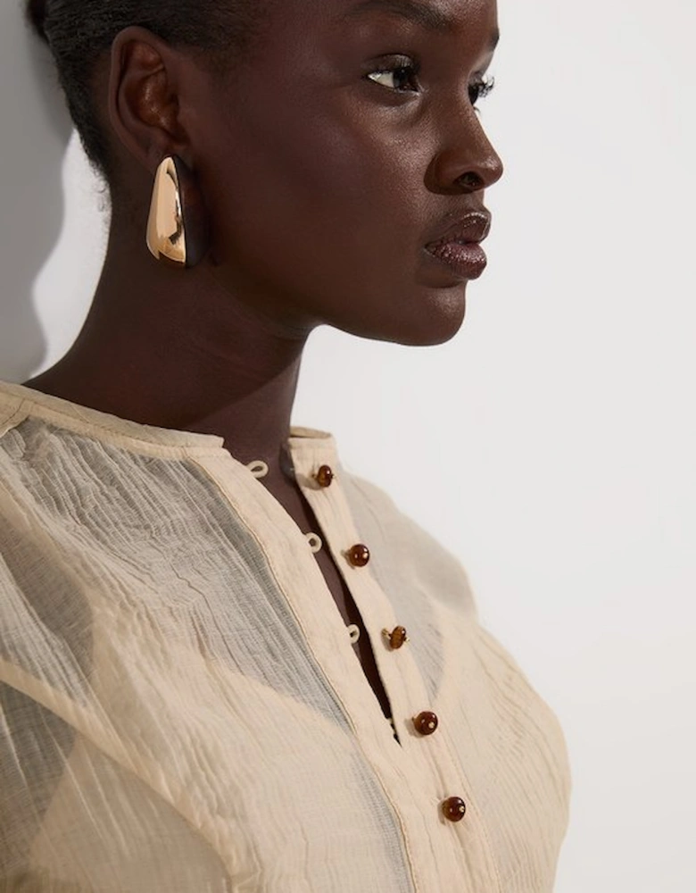 Crinkle Georgette Button Detail Woven Blouse