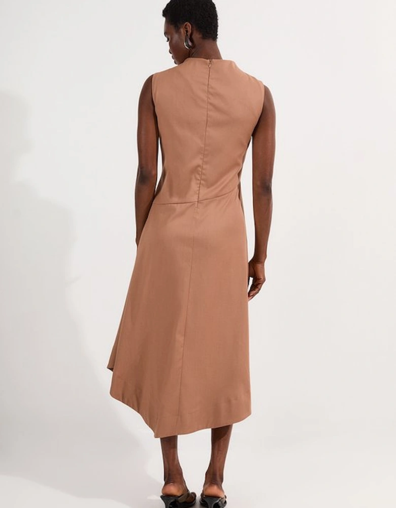 Tall Tailored Drapey Bodice Asymmetric Midi Dress