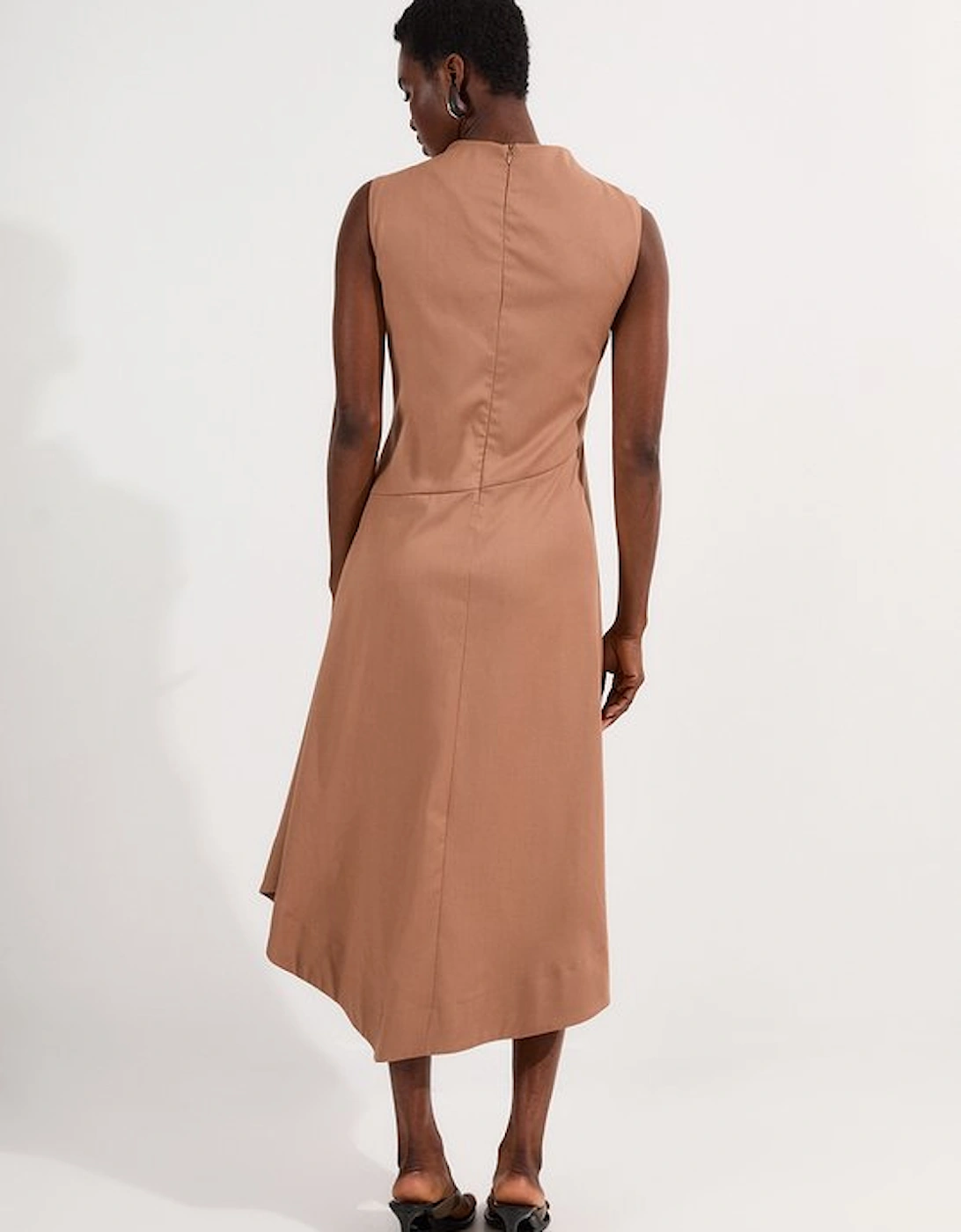 Tall Tailored Drapey Bodice Asymmetric Midi Dress