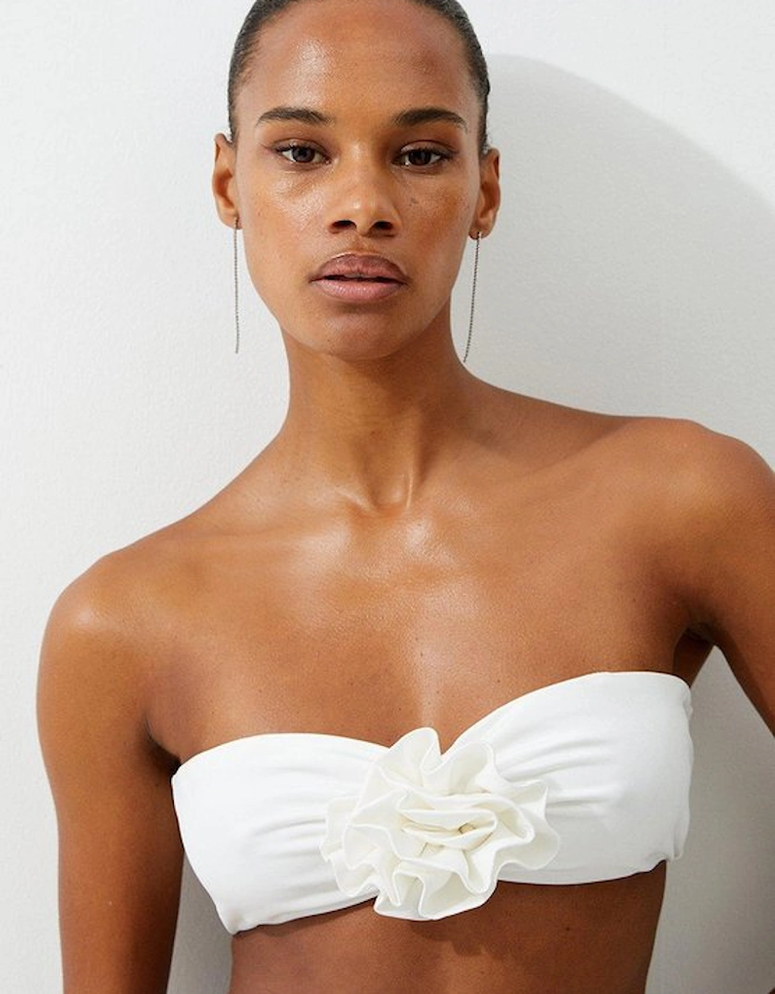 Rosette Detail Bandeau Bikini Top