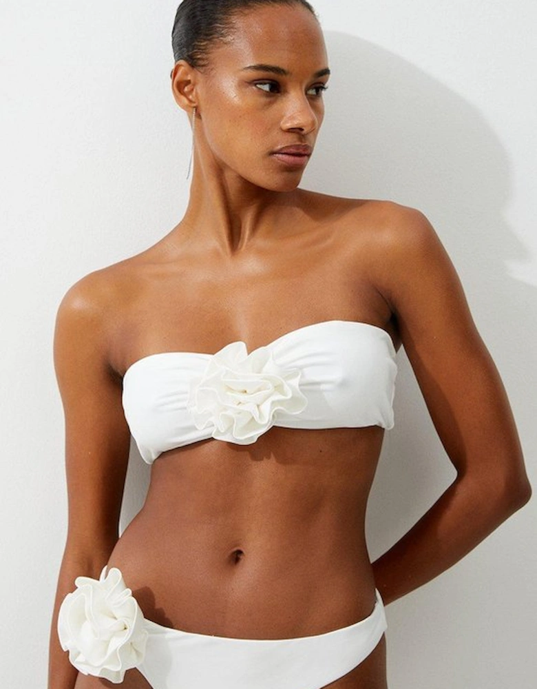 Rosette Detail Bandeau Bikini Top