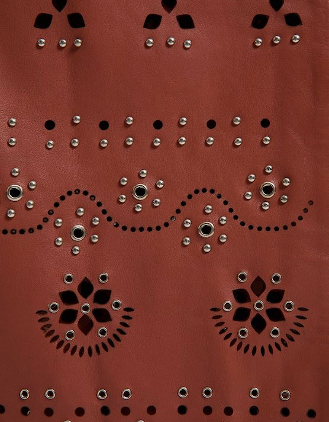 Leather Cut Work & Studded Wrap Pencil Skirt