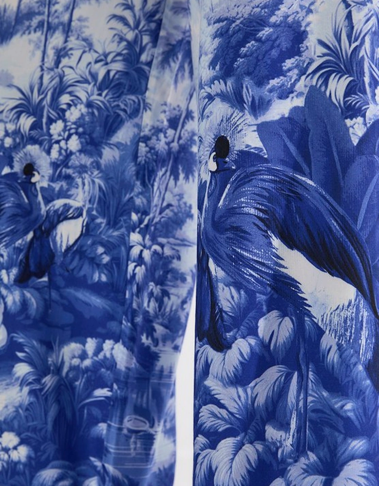 Viscose Linen Scenic Print With Top Stitch Woven Trouser