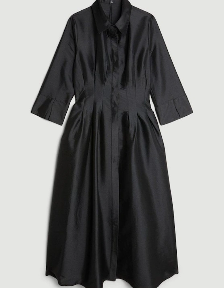 Tailored Taffeta Darted Waist Midi Dress
