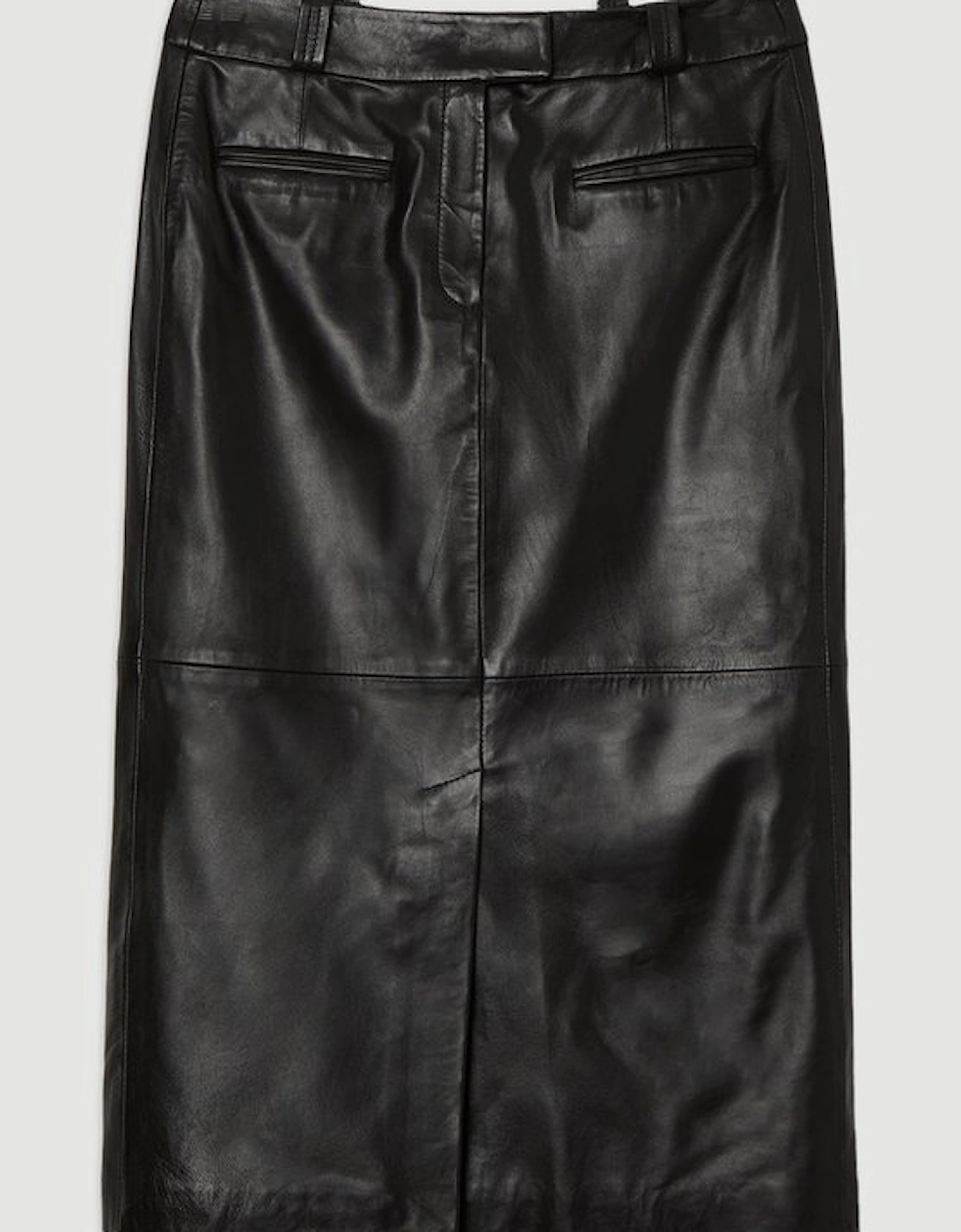 Leather Tailored Pencil Midi Skirt