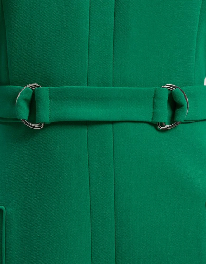 Compact Stretch Tab Detail Full Skirted Midi Dress