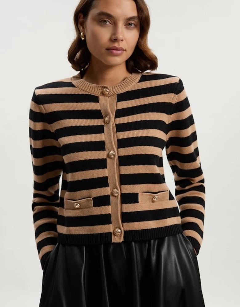 Cotton Knit Nautical Boxy Stripe Jacket