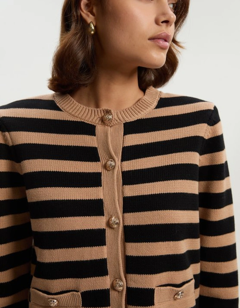 Cotton Knit Nautical Boxy Stripe Jacket