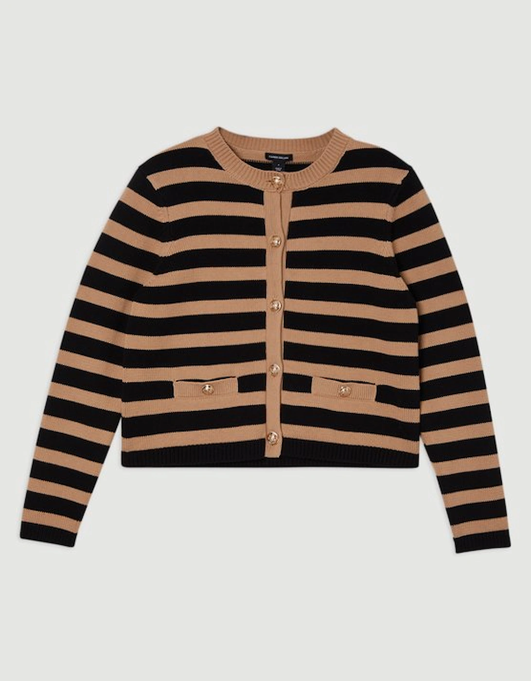 Cotton Knit Nautical Boxy Stripe Jacket