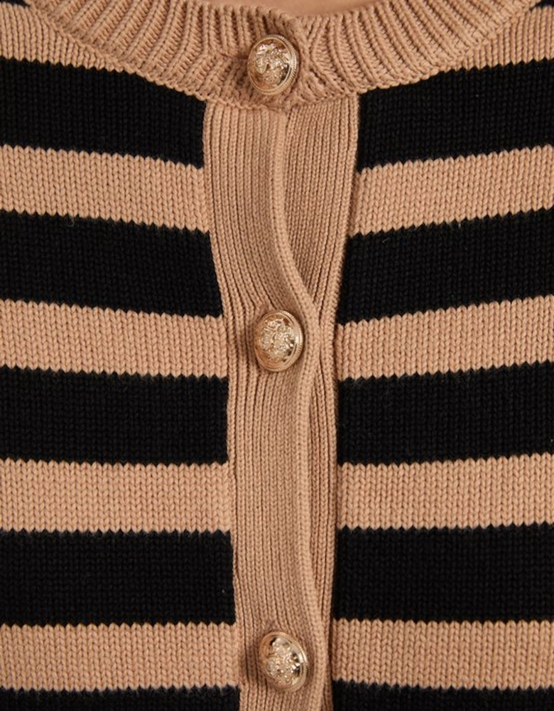 Cotton Knit Nautical Boxy Stripe Jacket