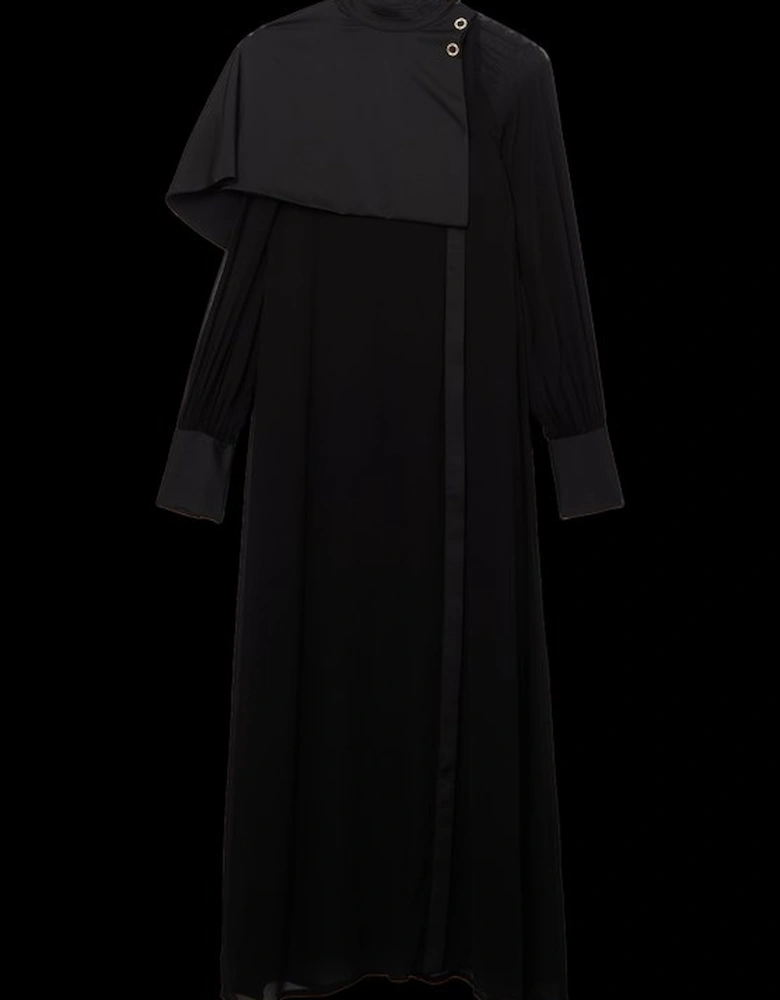 Tall Military Sheer  Cape Detail Woven Maxi Dress