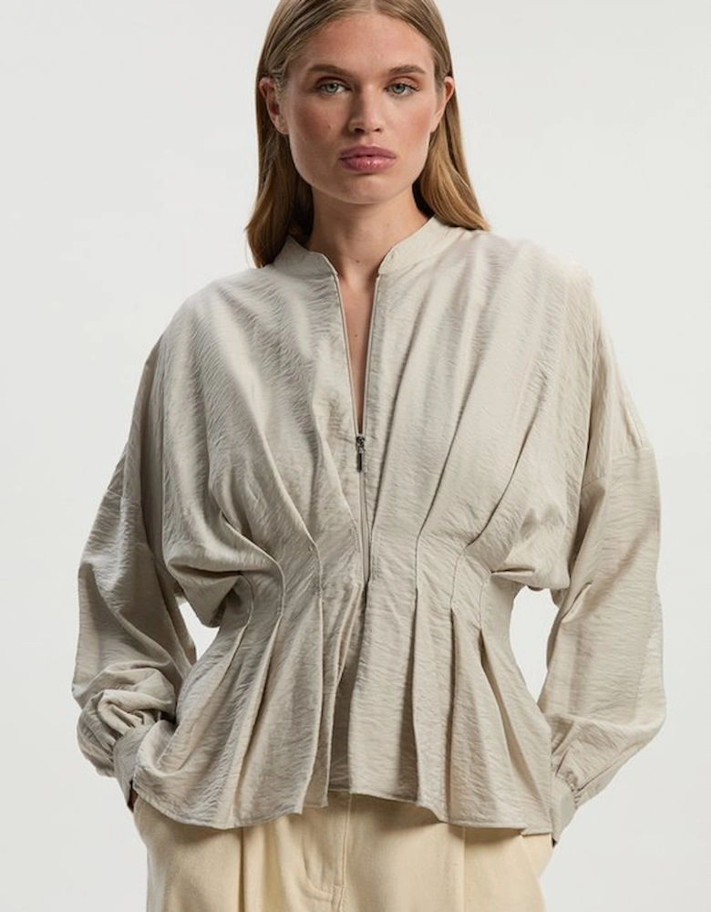 Pleated Detail Woven Jacket