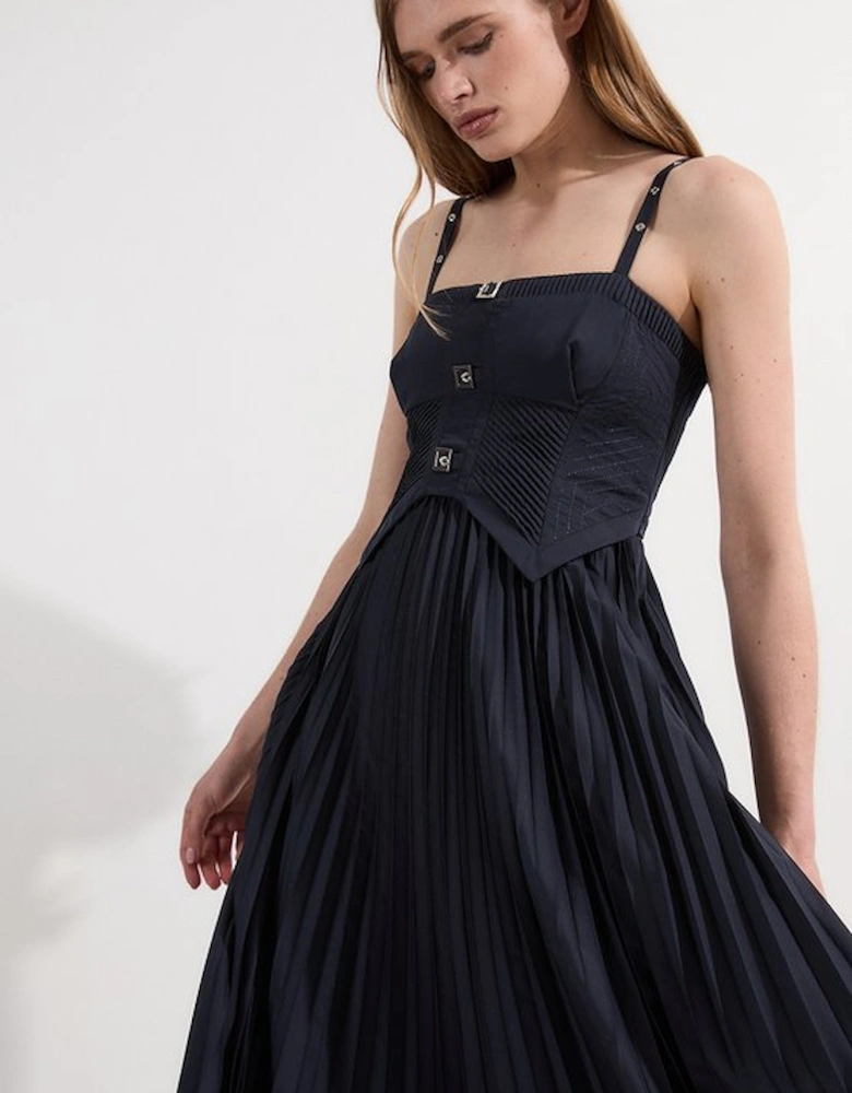 Archive Collection - Cotton Poplin Corset Woven Maxi Dress
