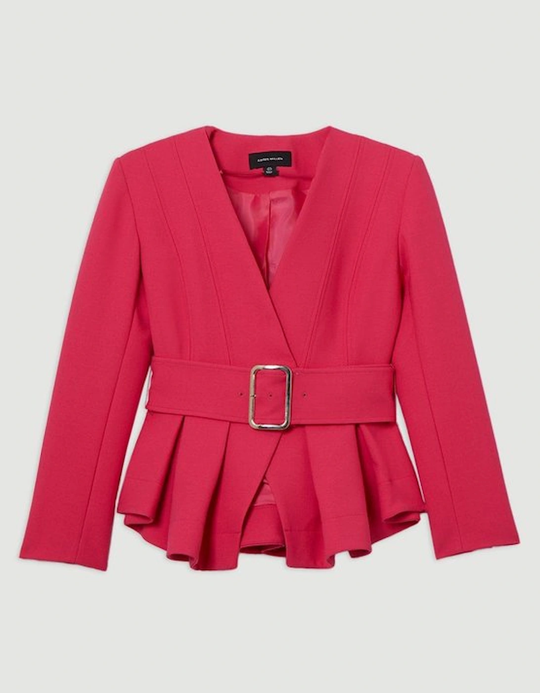 Compact Stretch Belted  Peplum Tailored Jacket