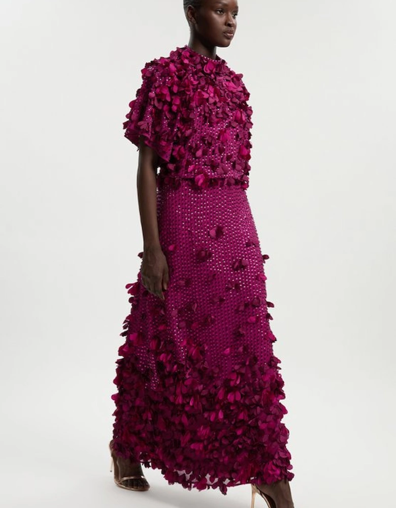 Tall Crystal Applique Angel Sleeve Woven Maxi Dress