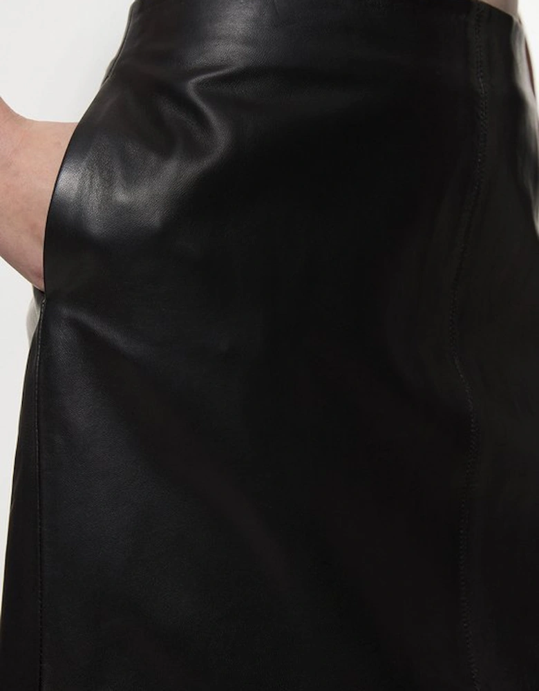 Petite Leather Clean Pencil Midi Skirt