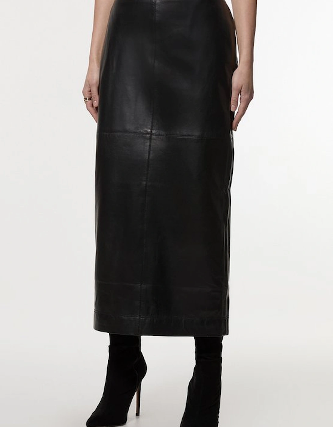 Petite Leather Clean Pencil Midi Skirt