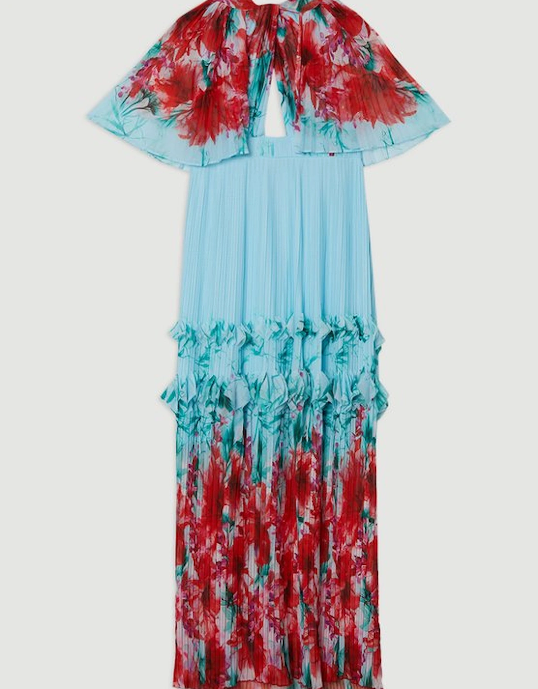 Floral Pleat Detail Woven Maxi Dress