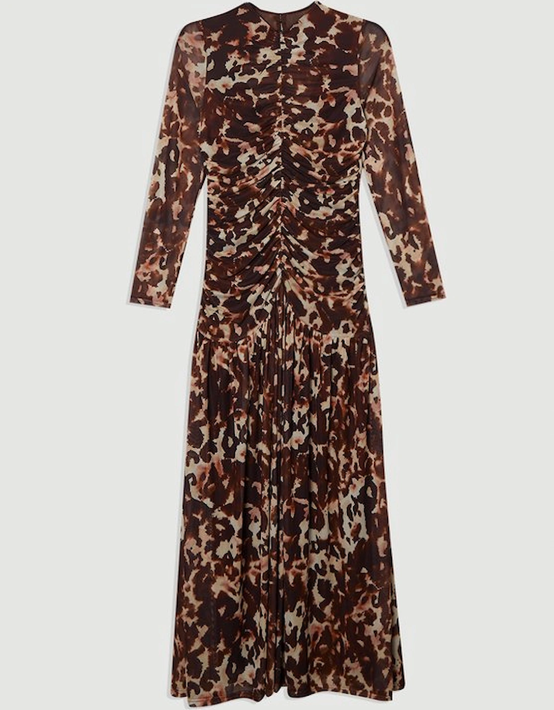 Leopard Print Mesh Maxi Dress