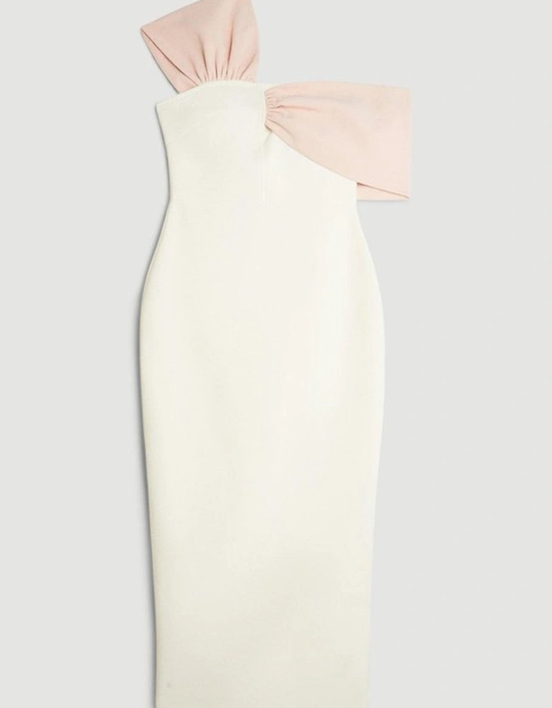 Petite Figure Form Bandage Asymmetric Strap Midi Dress