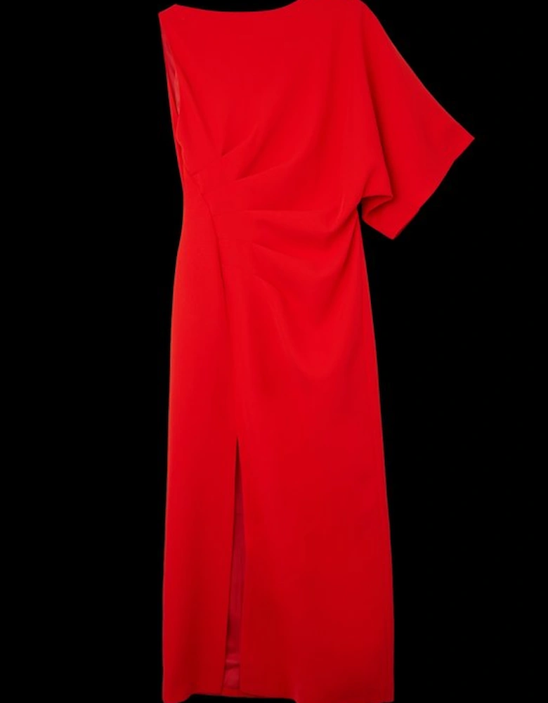 Fluid Tailored Asymmetric Sleeve Midi Dress