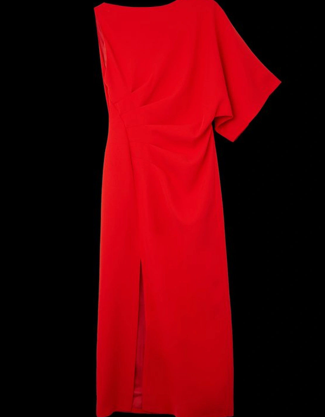 Fluid Tailored Asymmetric Sleeve Midi Dress