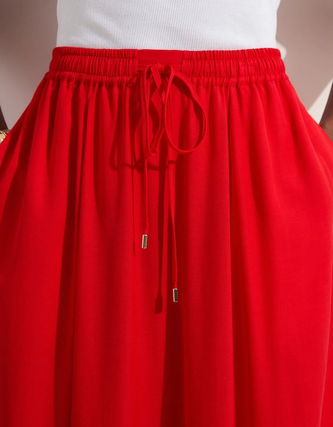 Petite Premium Viscose Linen Tie Waist Woven Skirt