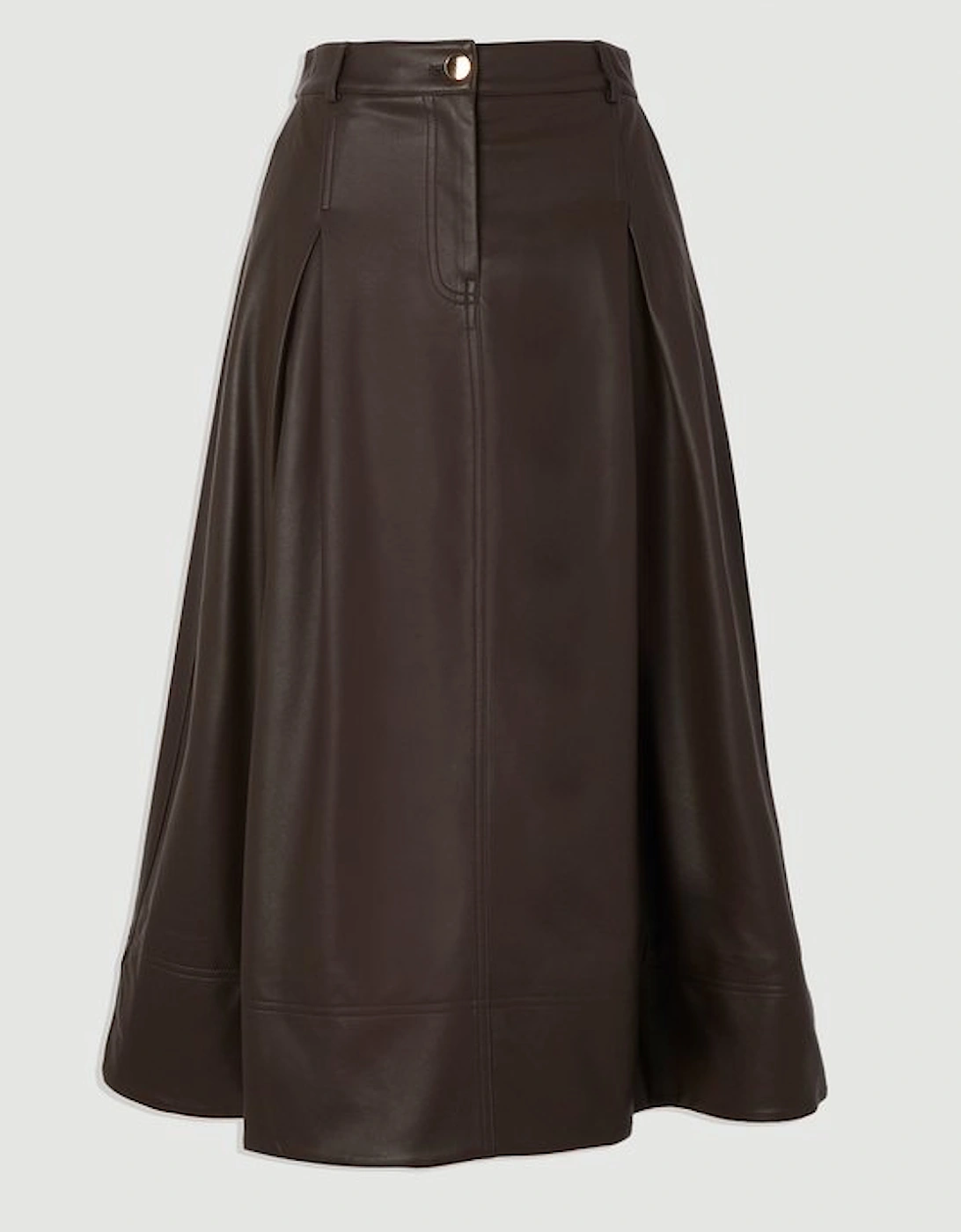 Faux Leather Tailored Full Midi Skirt